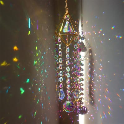 Kristallen Windgong Dromenvanger Glas-in-lood Zonnevanger Prisma Regenboogmaker Raam Tuindecoratie Ambachten Kerstcadeau gray