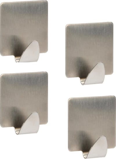 Zelfklevende RVS Wandhaakjes Set - 4 Stuks - Vierkant | Vierkante Handdoek Haakjes | Multi Wandhaakje | Muur Haak | Deurhaak | Haken | Wandhaak