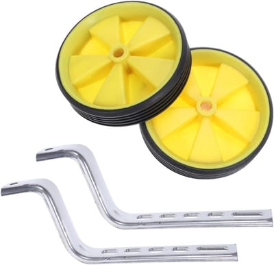 Hulpwielen Set - Zijwieltjes Kinderfiets - Leren Fietsen - Universele Bevestiging - 11 cm Diameter - Geel