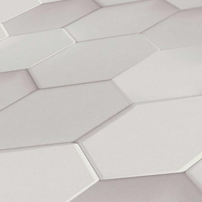 Vliesbehang met honingraatpatroon, hexagonbehang wit grijs 387231, 3D woonkamertapet geometrisch 387231, eenvoudige bevestiging, BRICOFLOR.nl