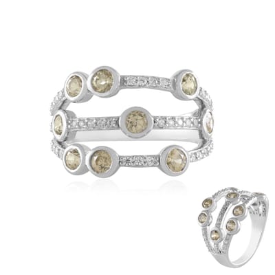 Zilveren ring met gele zirkoon, Cambodjaans, 1.769ct
