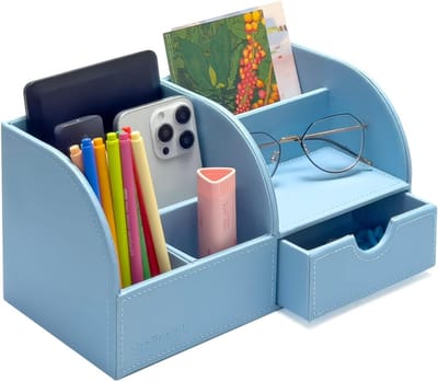 Bureau Organizer - Opberger Bureau - Bureau Opruimen - 7 Vakken - 28.5 cm Breed - Blauw