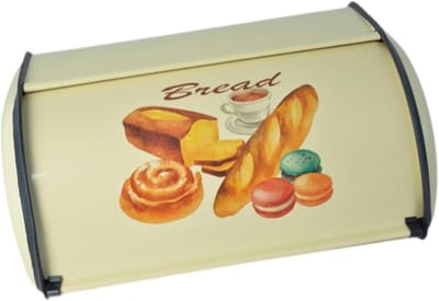 Broodtrommel Met Roldeksel - Broodbak Keuken - Brood Vers Houden - Groot Metalen Ontwerp - 34.5cm Breed - Beige