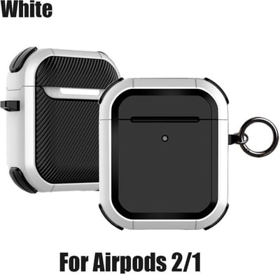 DrPhone PL5 - Case / Hoes - Bescherming tegen Val & Stootschade - Geschikt voor Airpods 1/2- Zwart/Wit