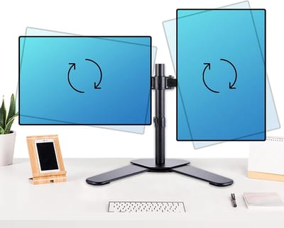 TV Standaard - TV Bureauhouder - Meerdere Schermen - Verstelbare Hoogte - 10-27 inch - Zwart