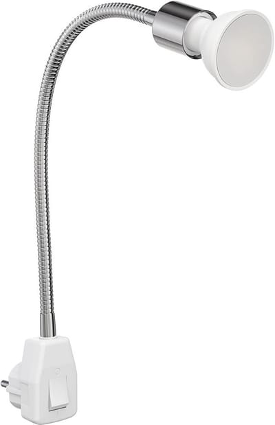 Leeslamp Zwanenhals - Verstelbare Lamp - Flexibel Verlichten - 3-Staps Dimbaar - 44.5cm Lengte - Chroom Wit