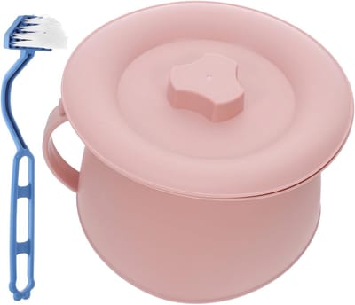 Draagbare Bedpan - Nachttoilet Urinoir - Zorgbehoeften Ondersteunen - Inclusief Reinigingsborstel - 22 cm - Roze