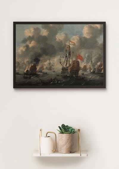 Poster In Zwarte Lijst - Tocht naar Chatham - Peter van der Velde - Michiel de Ruyter - Large 50x70