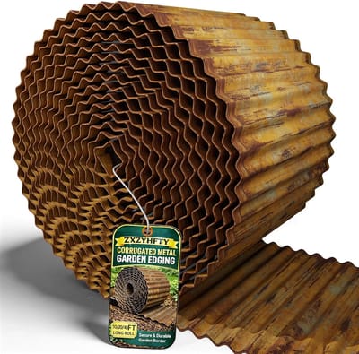 Metalen Tuinranden - Landschaprand Flexibel - Bloembed Afscheiden - Duurzaam Gegolfd Staal - 15cm Hoog 12m Lang - Roestbruin