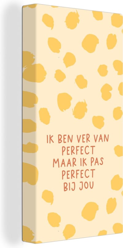 Canvas Schilderij Koppel - Quotes - Spreuken - Relatie - Ik pas perfect bij jou - 20x40 cm - Wanddecoratie
