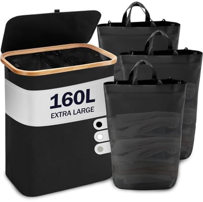 DailySupplies® Wasmand 3 Vakken - Wassorteerder - 160L