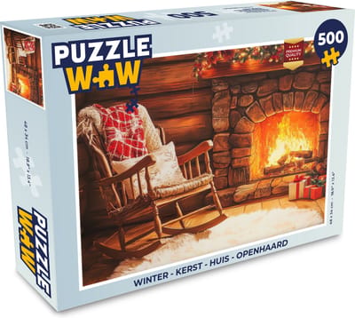 Puzzel Winter - Kerst - Huis - Openhaard - Legpuzzel - Puzzel 500 stukjes - Kerst - Cadeau - Kerstcadeau voor mannen, vrouwen en kinderen