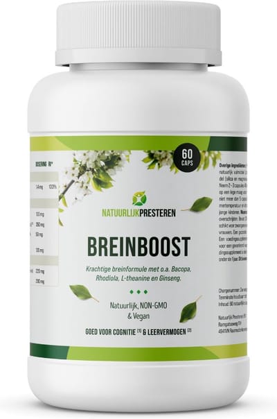 Breinboost - Natuurlijke Nootropics - Bacopa, Rhodiola, Ginseng, L-theanine - Focus & Creativiteit - Concentratie pillen - 60 caps