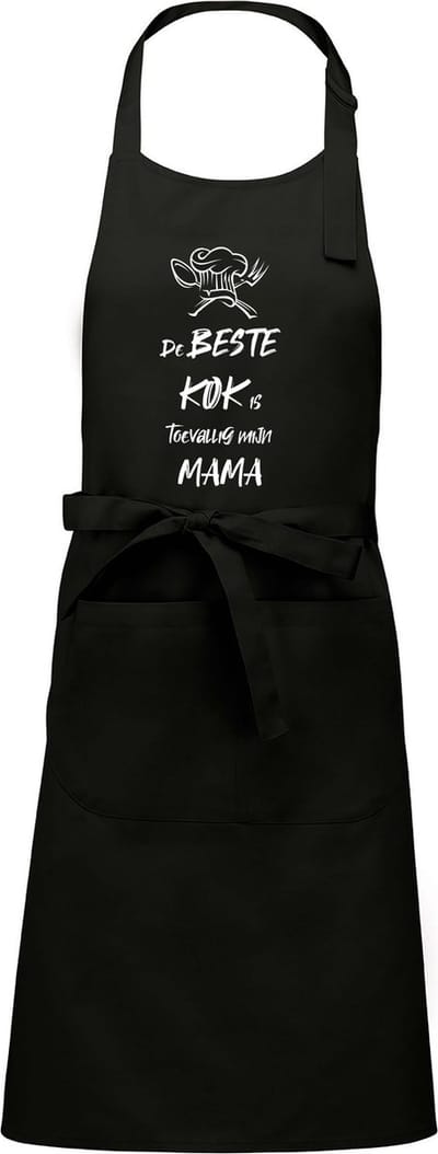 mijncadeautje - luxe schort - De beste kok is toevallig mijn MAMA - zwart