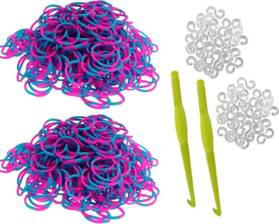 Behave - 600 Loombandjes - Blauw-Rose - Met Weefhaken & S-clips - Latexvrij - Creatief Speelplezier