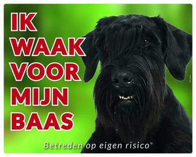 Schnauzer Waakbord - Ik waak voor mijn baas Zwart