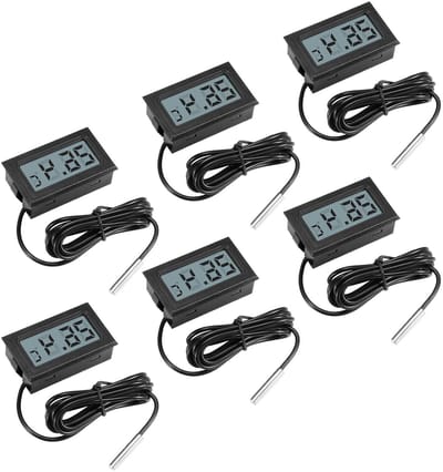 Digitale Thermometer voor Koelkast, Vriezer en Aquarium met Externe Sensor - Set van 6 Stuks voor Nauwkeurige Temperatuurmeting