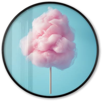 Poster in lijst Rond - Fotolijst 60x60 cm - Posters - Suikerspin - Zoet - Snoep - Ronde posterlijst zwart - Decoratie - Wanddecoratie woonkamer - Muurdecoratie slaapkamer