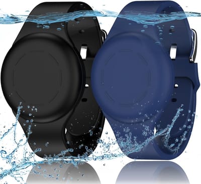 2 stuks Waterdichte for Air Tag Armbanden voor Kinderen Compatibel met Air Tag Finders met Zachte Silicone, Anti Lost GPS Item Finders Case Cover voor Kinderen, Blauw/Zwart