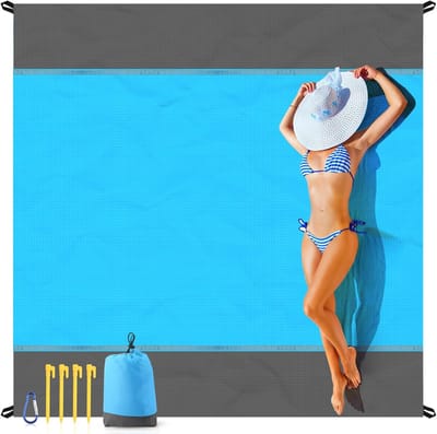 KZQ Strandkleed Zandafstotend Extra Groot 200x210 cm, Lichtgewicht Picknickmat Waterafstotend voor Reizen Kamperen Wandeling, Gezins Essentials voor Strand en Buiten