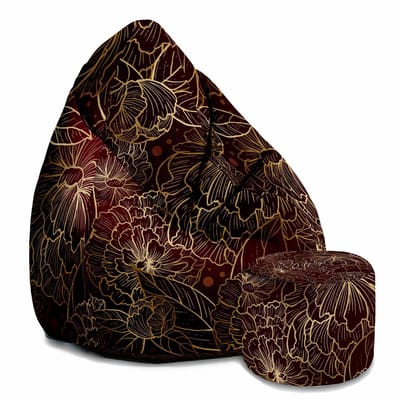 DreamRoots Oxford Zitzak voor Volwassenen – Luxe Beanbag met Voetsteun en Afneembare Hoes – Inclusief Vulling – 80x80x120 cm - Deep Peonia