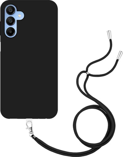 Just in Case hoesje met koord geschikt voor Samsung Galaxy A15 (4G/5G) Hoesje met Koord - Flexibele Case - Zwart