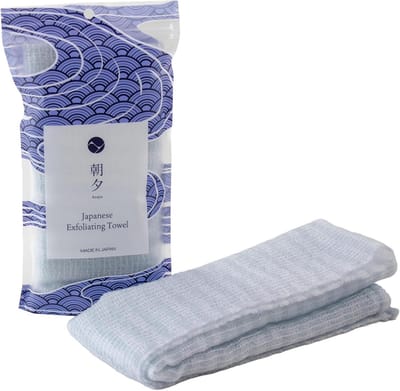 Asayu Japan Exfoliating Towel - Made in Japan, Nylon Shower Towel with Triple Tissue Wave – Quick Dry, Hygienic and Gentle Deep Cleansing for Smooth Skin