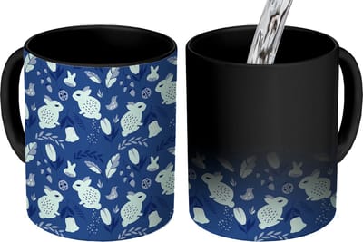 Magische Mok - Foto op Warmte Mokken - Koffiemok - Konijnen - Scandinavië - Patronen - Magic Mok - Beker - 350 ML - Theemok