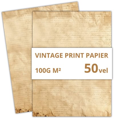 Vintage A4 Brief Papier – 50 vellen – 100 g/m² – Printpapier/Briefpapier - Beschrijfbaar & Printbaar