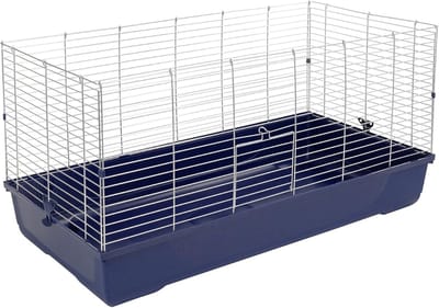 TIM® Konijnenhok Binnen - Konijnenhok Met 2 Etages - Konijnenren - Konijnenkooi – Dierenhuis – Konijnen Kooi – Dierenverblijf - Knaagdierkooi - Caviakooi - Blauw - 120cm x 58cm x 86cm