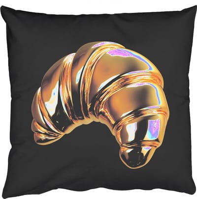 Sierkussens - Kussentjes Woonkamer - 50x50 cm - Croissant - Brood - Goud - Zwart