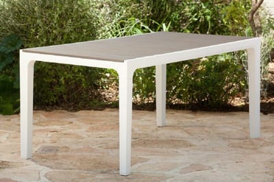 Tuinkamer tafel 160x90 cm wit/taupe Hars - Stootvast Buitenmeubilair