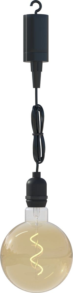 Calex Hanglamp voor buiten - Pendel Buitenverlichting op batterij - Goud - Filament Lichtbron - Zwart