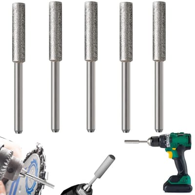 5-delig wetsteenstaven - Elektrische zaag slijpkoppen - Kettingzaagslijpers - Wetsteenvijl - Kettingzaag slijpstaaf - Wetstaal diamant ovaal - Geschikt voor slijpen zaagbladen, metalen kettingen, hout, steen (4*45 mm - Zilver)