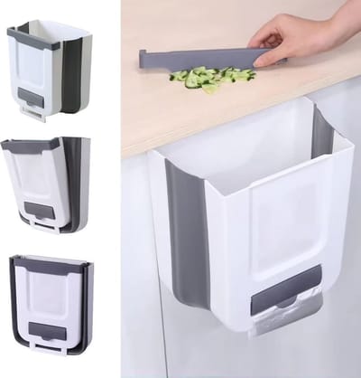 Prullenbak - Hangende Opvouwbare Prullenbak Wandgemonteerde Afvalbak, Kleine Compacte Vuilnisbak voor Keuken Toilet Badkamer Woonkamer, Opbergdoos voor Vuilniszak (Met 1 Onzichtbare Haak)