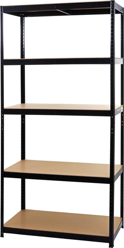 Zware rekken MCW-E33, kelder rekken plug-in rekken opslag rekken, 875kg staal 5 planken ~ zwart 200x100x60cm