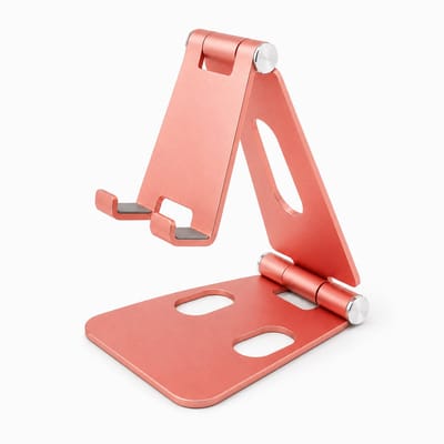 Telefoonhouder Bureau Roze - Telefoonstandaard Aluminium - Telefoon & Tablet Houder - Universeel - Opvouwbaar Verstelbaar - met Transporttas