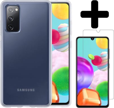 Hoesje - Met Screenprotector - Geschikt voor Samsung Galaxy A41 - Sterk & Shockproof - Telefoon Hoes - Back Cover - Siliconen Case - Telefoonhoes - Transparant