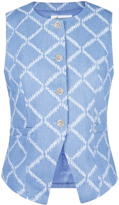 Gimme - Grids of Grace Corset – Eigentijdse Corsettop – Modieus Geweven Shirt voor een Gestructureerde Look - Licht Blauw - Maat S