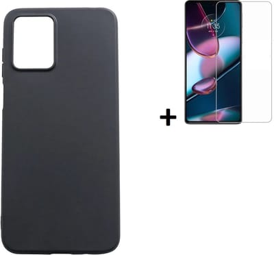 MoDo hoesje geschikt voor Motorola Moto G13/ G23 - Siliconen/TPU/Kunststof Back Cover - Zwart met screenprotector
