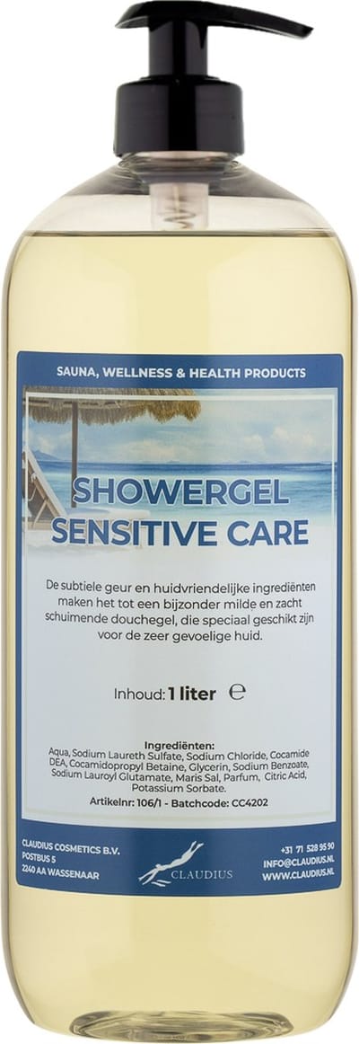 Douchegel Sensitive Care 1 Liter - met gratis pomp - Showergel