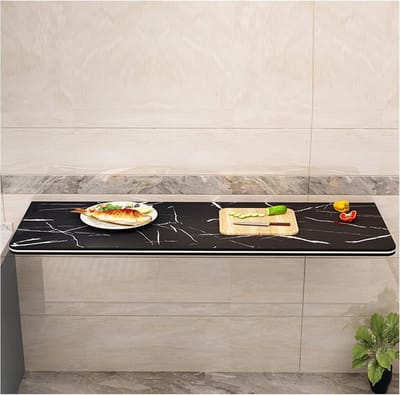 Opvouwbare Wandtafel - Drijvend Bureau - Thuiskantoor Keuken - Ruimtebesparend Compact - 50x30cm - Zwart