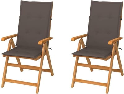 Tuinstoelen set - Teakhouten stoelen - Buiten ontspannen - 7 standen rugleuning - 57 x 71.5 x 100 cm - Taupe