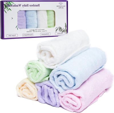 Soft Bamboo Washcloths Pack 9 Multicoloured - Absorbent & Reusable Face Cloth Gift Set - Newborns Kids Adults Bath Supplies hydrofiele washandjes