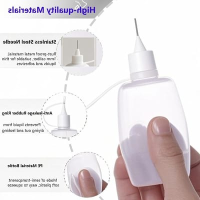 Set van 6 kleine plastic spuitflessen met fijne tuit voor lijm, verf en knutselprojecten (5ml/10ml)