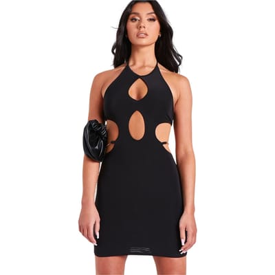 Missy Empire Mini-jurk met halternek voor dames (Zwart)