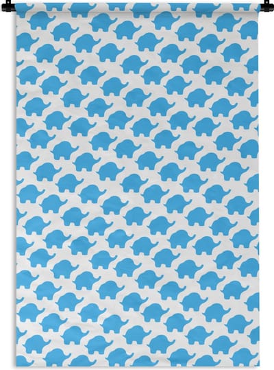 Wandkleed - Wanddoek - Blauw - Olifant - Design - 120x180 cm - Wandtapijt