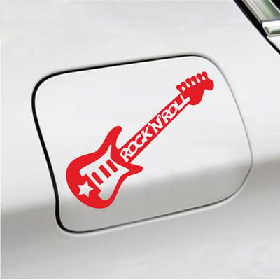 Bumpersticker - Gitaar Rock N Roll - 10,4 X 14,8 - Rood