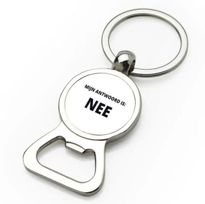 Akyol - mijn antwoord is nee flesopener - Collega - cadeau collega - cadeau - kantoorhumor - grappige cadeau - 9 bij 3 cm