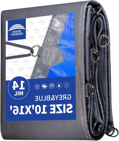 Extra Heavy Duty Tarp - Waterdicht Zeil - Buiten Beschermen - Versterkte Randen - 10x16 Voet - Blauw Grijs